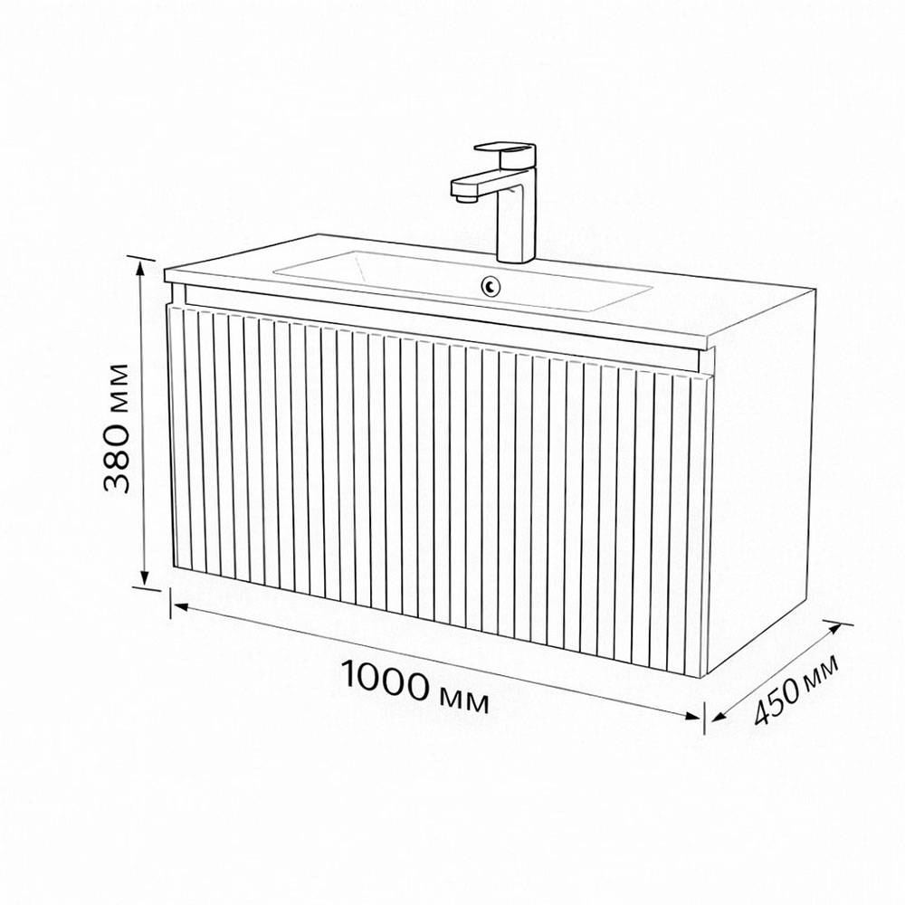 Тумба с раковиной Terminus Vatikan VAT101001703101O серый шёлк, 100x38 фото 3