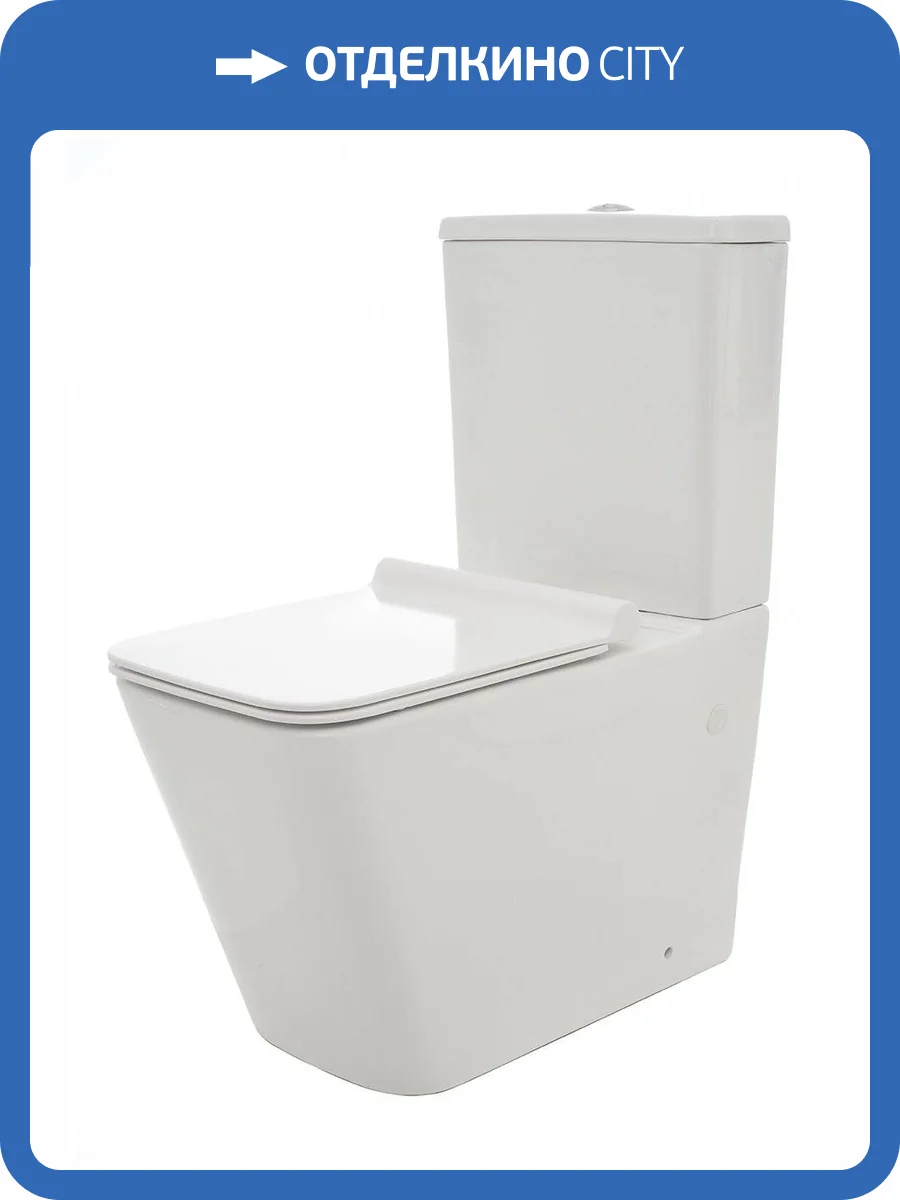 Чаша для унитаза-компакта AQUAme AQM1003 напольного Rimless с сиденьем SoftClose, горизонтальный выпуск 680x360x405мм фото 2