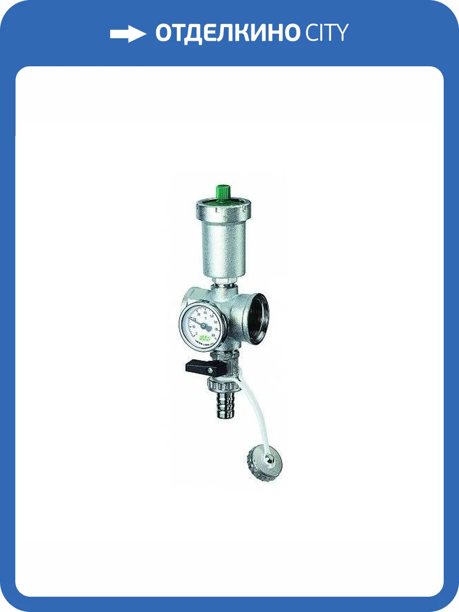 Хромированный узел FAR 1 1/4 (ВР-ВР) с с воздухоотводчиком, термометром(0-80 С) и сливным краном фото 2