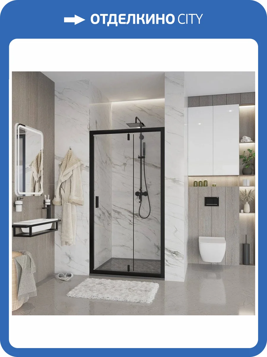 Душевая дверь в нишу Niagara Nova NG-83-11AB 110 см, черная фото 4