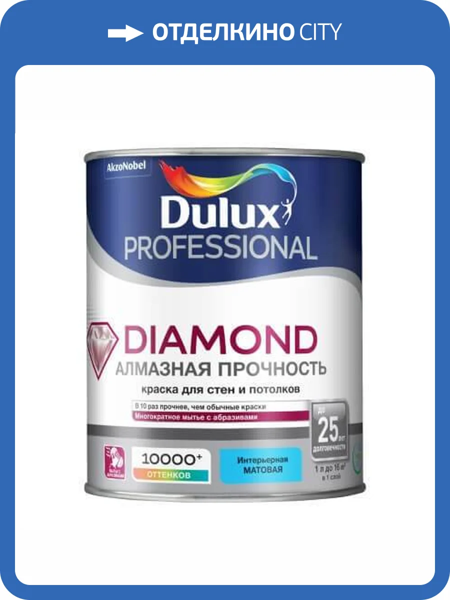 Краска для стен и потолков водно-дисперсионная Dulux Diamond Matt матовая база BC 0.9 л фото 2