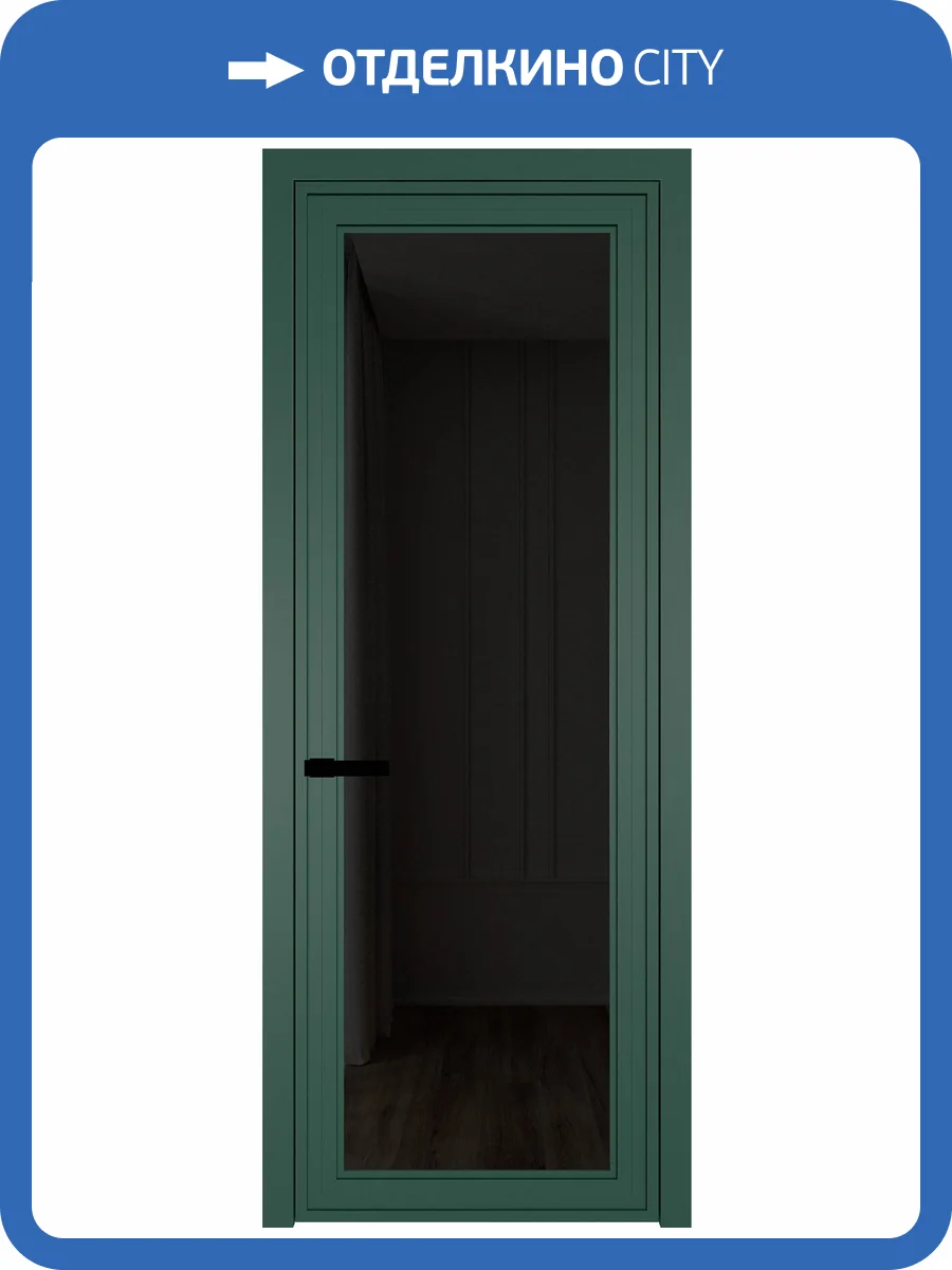Межкомнатная дверь Profil Doors 1 AGP цвет профиля Зеленый воск, стекло безопасное 6 мм черное тонированное 600x2000 фото 2