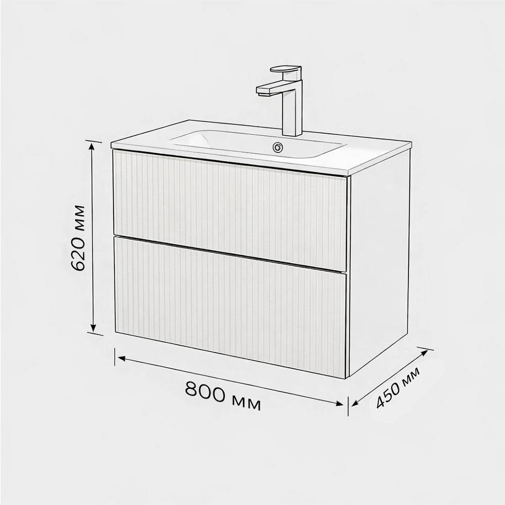 Тумба с раковиной Terminus Euromix EUR10802900101OSL айвори, 80x62 фото 3