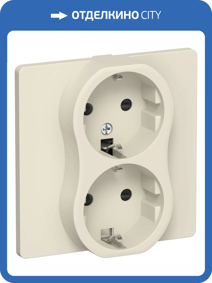 Розетка 2-местная с заземлением и шторками IEK Flite FI-R24C-16-1-K86 сливочный фото 2