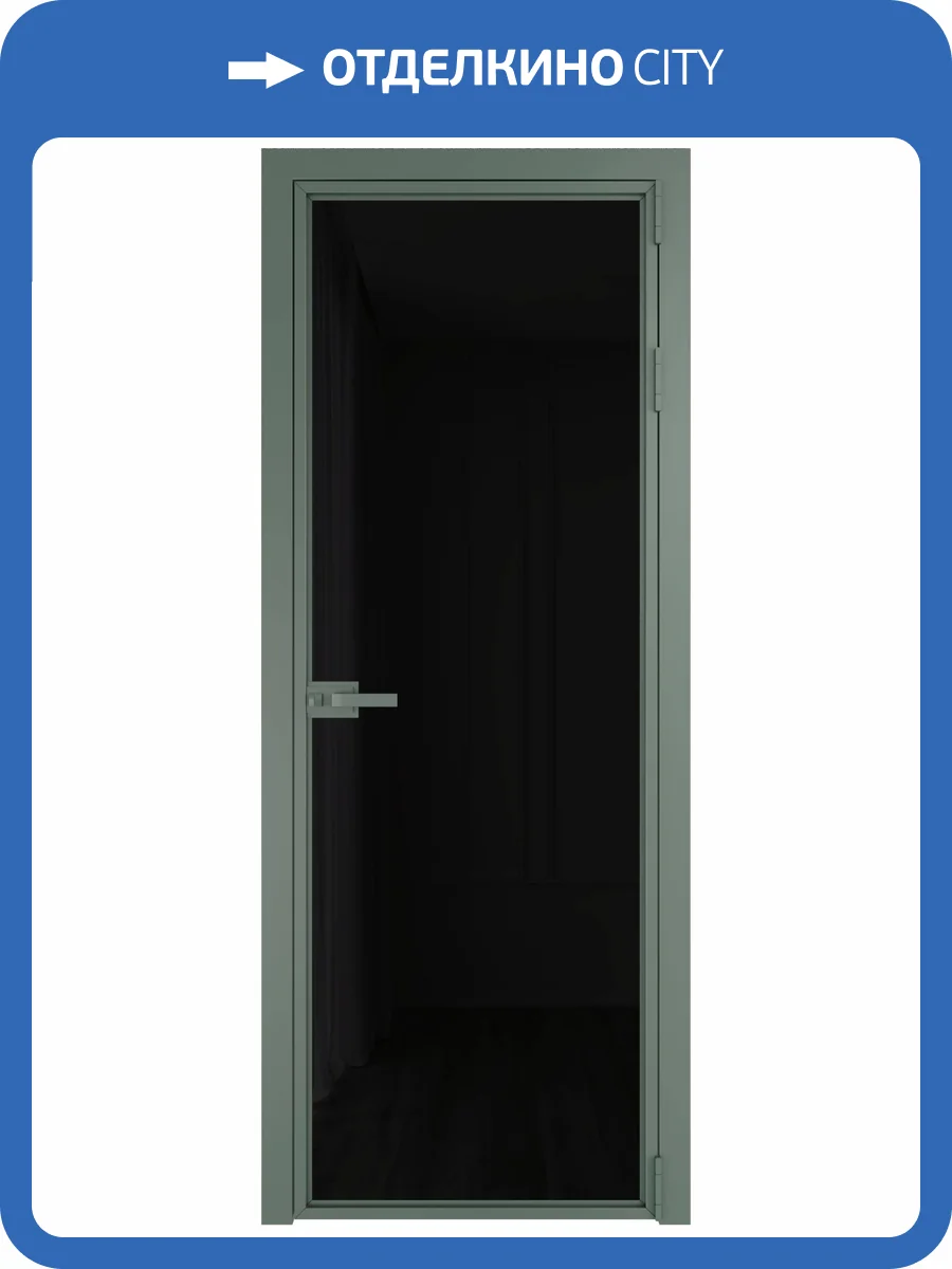 Межкомнатная дверь Profil Doors 1 AX цвет профиля Зеленый воск, стекло безопасное 6 мм черный триплекс 600x2000 фото 2