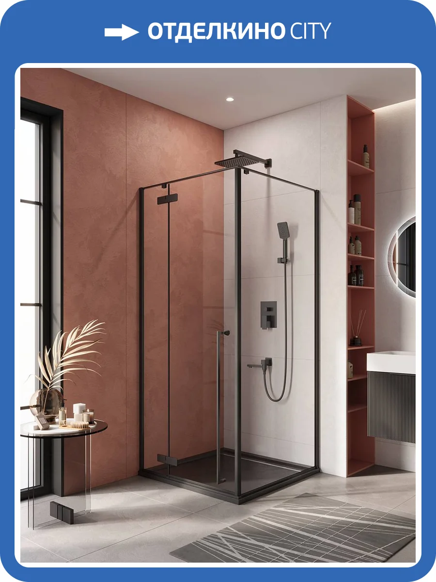 Душевой уголок Cezares LINER-A-1-90-C-NERO-L профиль черный, стекло прозрачное, 90x90x195 фото 7