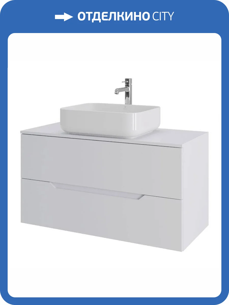 Тумба с раковиной Orange Лайн Li-100TuwMDF+B05-500W белая матовая, 100 см фото 8