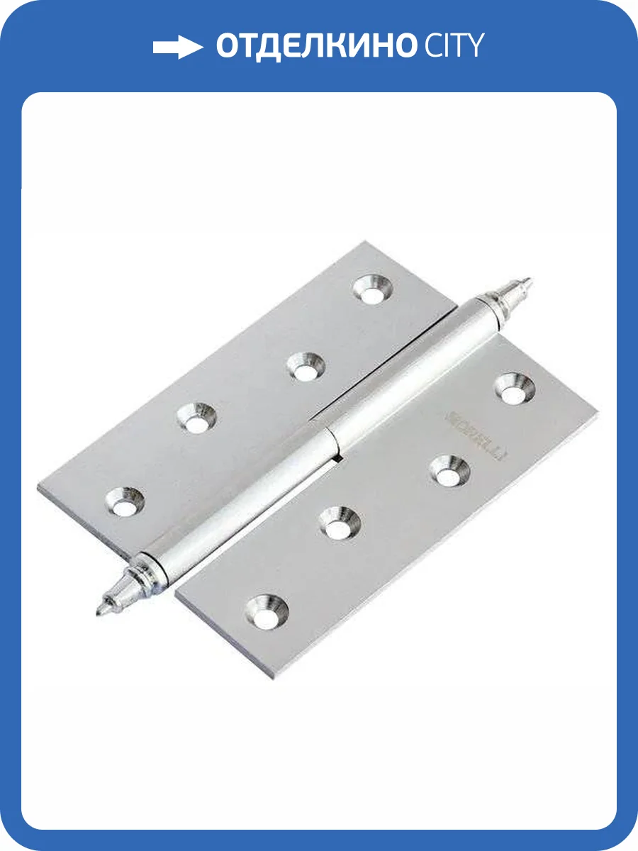 Петля карточная Morelli MB 100X70X3 SC R C матовый хром, с коронкой, правая, врезная фото 3