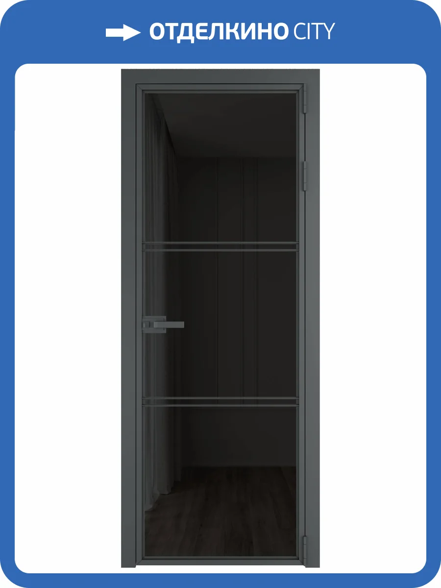 Межкомнатная дверь Profil Doors 3 AX цвет профиля Серая ночь, стекло безопасное 6 мм черное тонированное 700x2000 фото 2