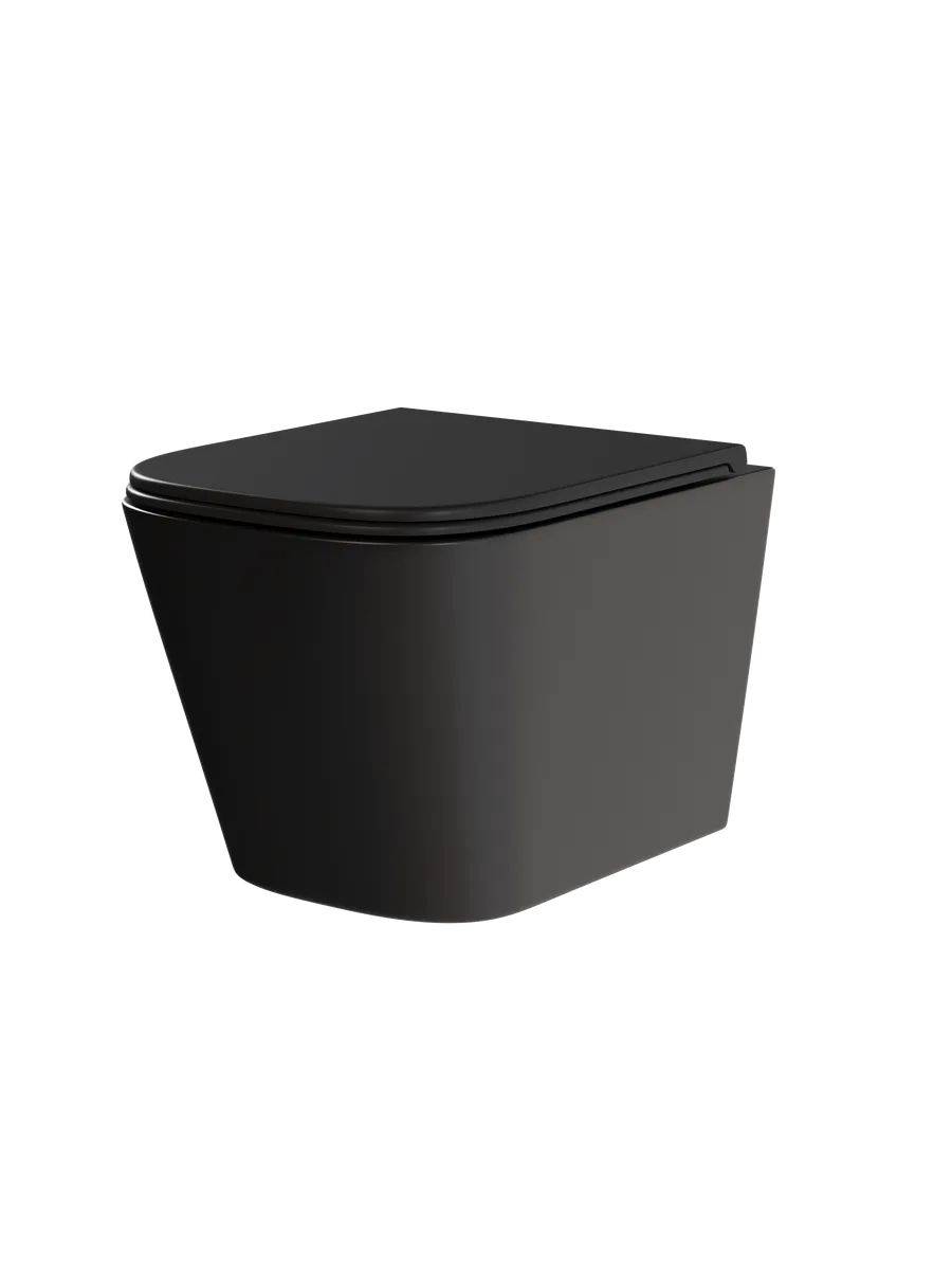 Унитаз подвесной Watersense Eva S W00083 безободковый, сиденье микролифт, черный матовый фото 13