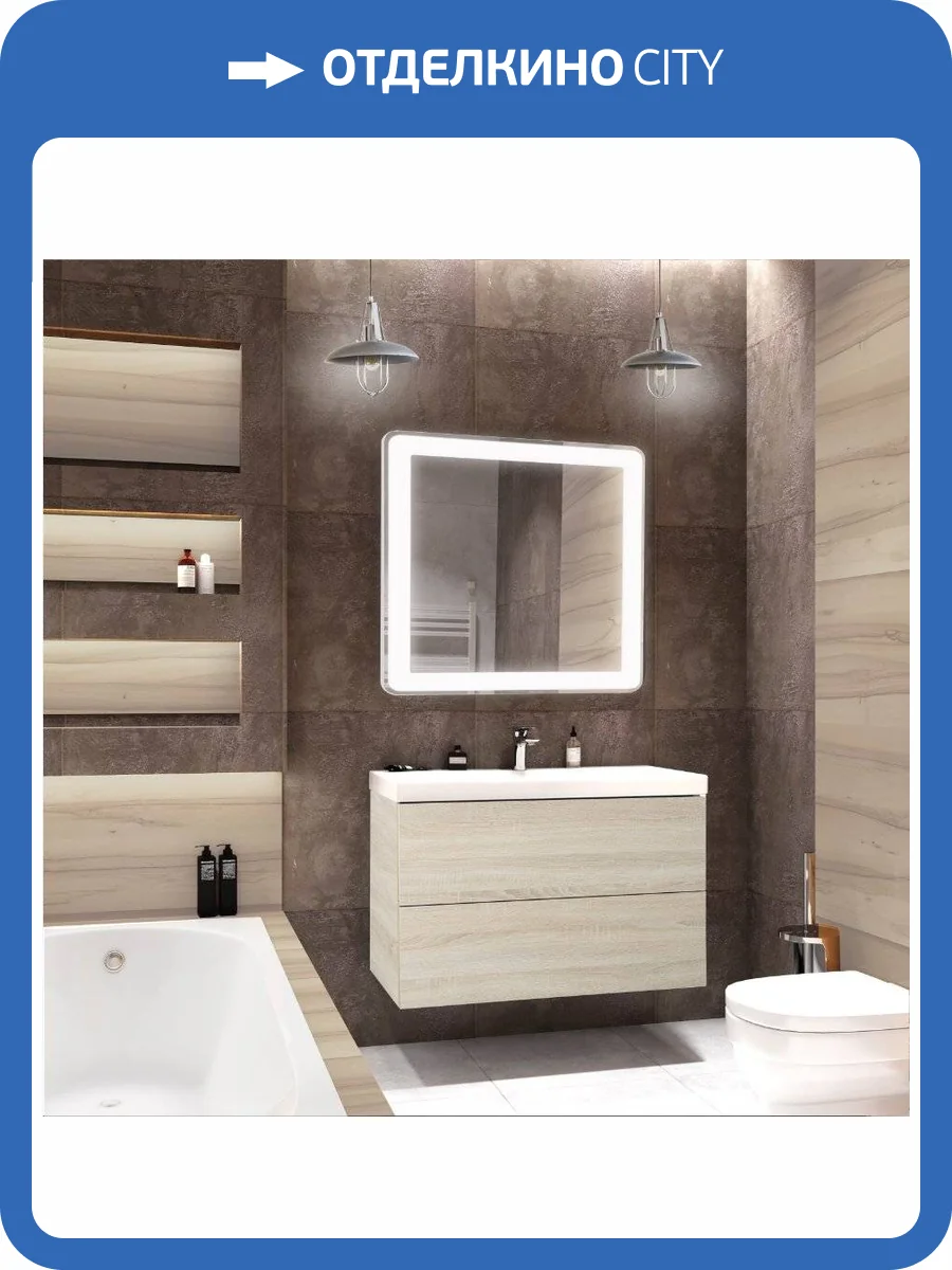 Мебель для ванной Art&Max Verona-Push 80 дуб сонома светлый фото 8