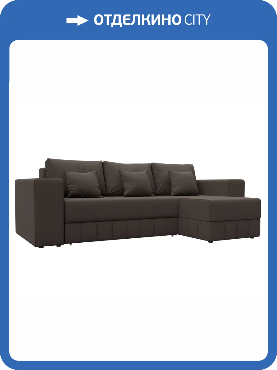 Диван угловой Лига Диванов Лига-076 129836 амур 05 коричневый, угол универсальный фото 9