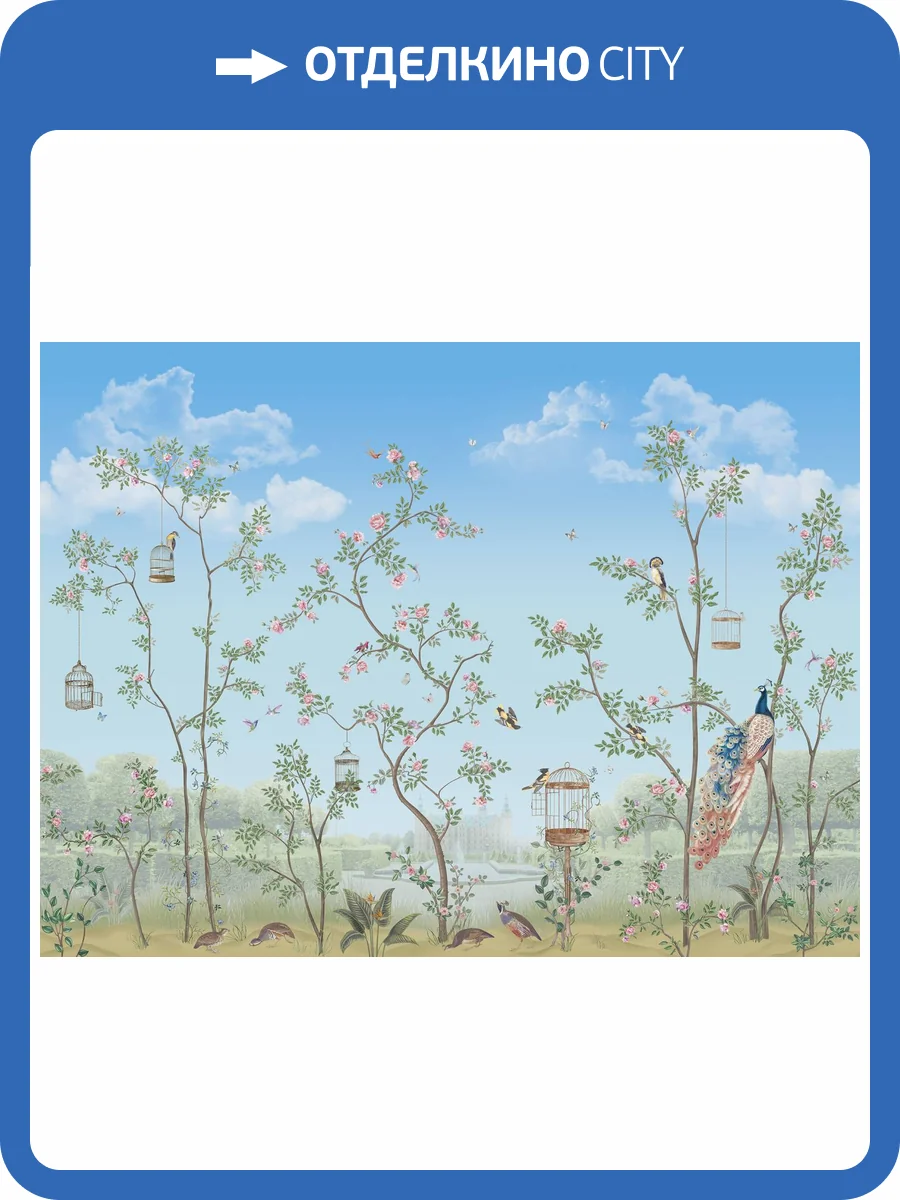 Бесшовные Eco обои Ortograf Chinoiserie 33954 Park in bloom blue Кристалл OE-S фото 2