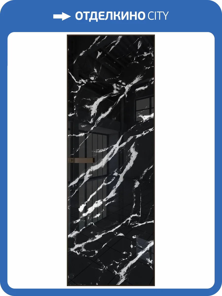 Межкомнатная дверь Profil Doors 1 AGN цвет профиля Деорэ, стекло безопасное 4 мм нефи черный узор серебро 700x2000 фото 2