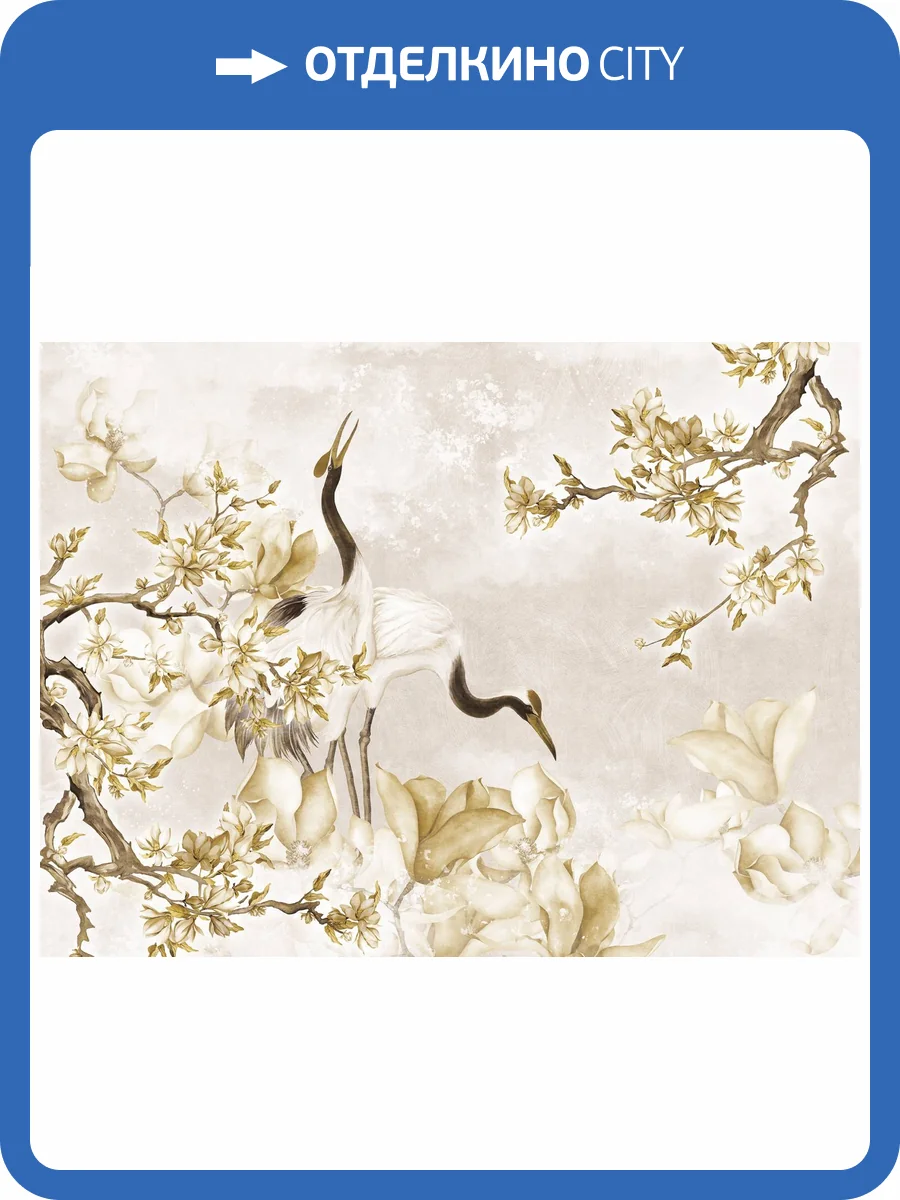 Бесшовные Eco обои Ortograf Animality 34687 Storks and sakura Шелк OE-H фото 2