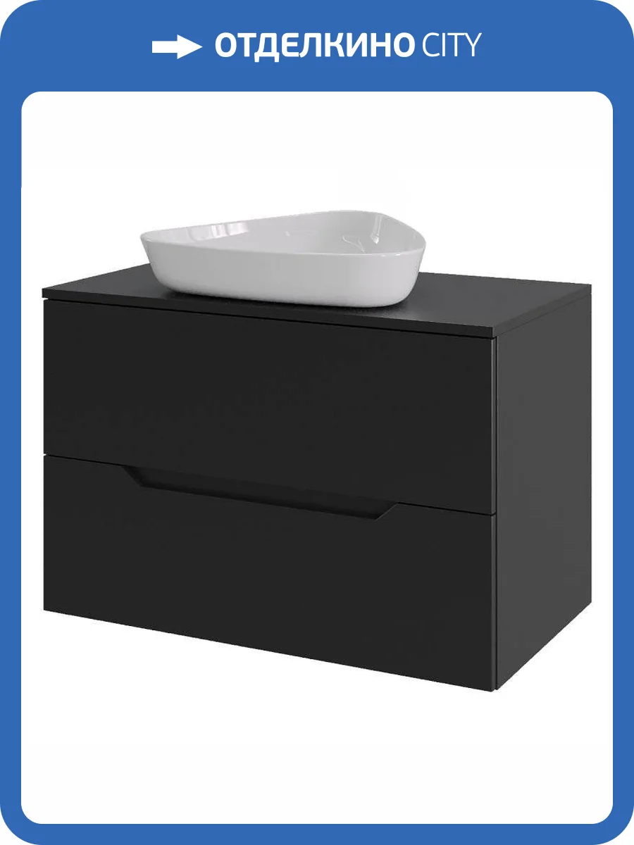 Тумба с раковиной Orange Line Li-70TubMDF+B07-500W черный матовый, 70 см фото 6