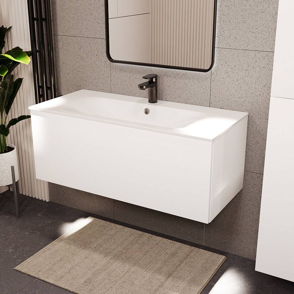 Тумба с раковиной Terminus Aurora AUR101001900301O белый, 100x38