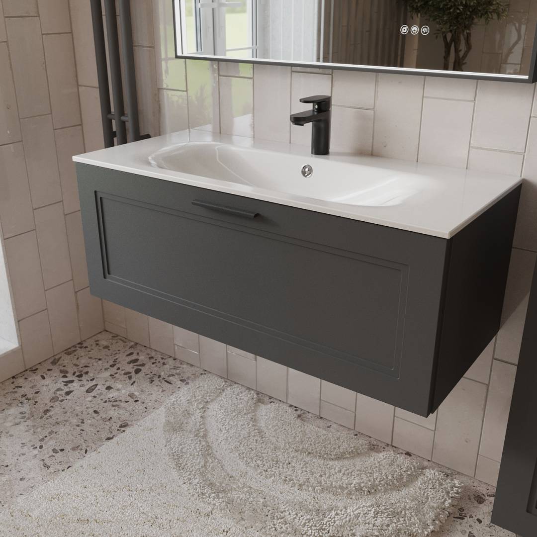 Тумба с раковиной Terminus Classik CLA101001701601O графит , 100x38