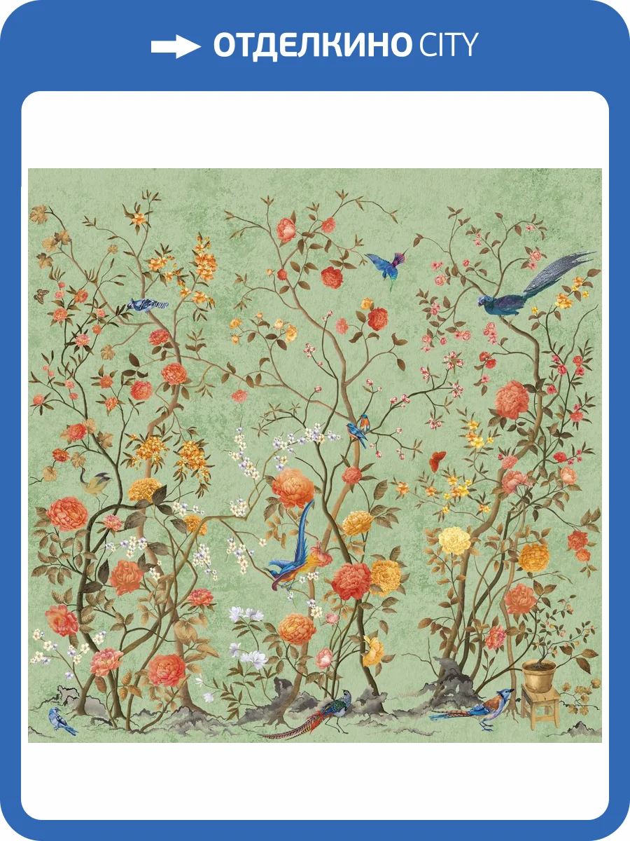 Бесшовные Eco обои Ortograf Flora 31246 Spring melody green Холст ОЕ-Х фото 2