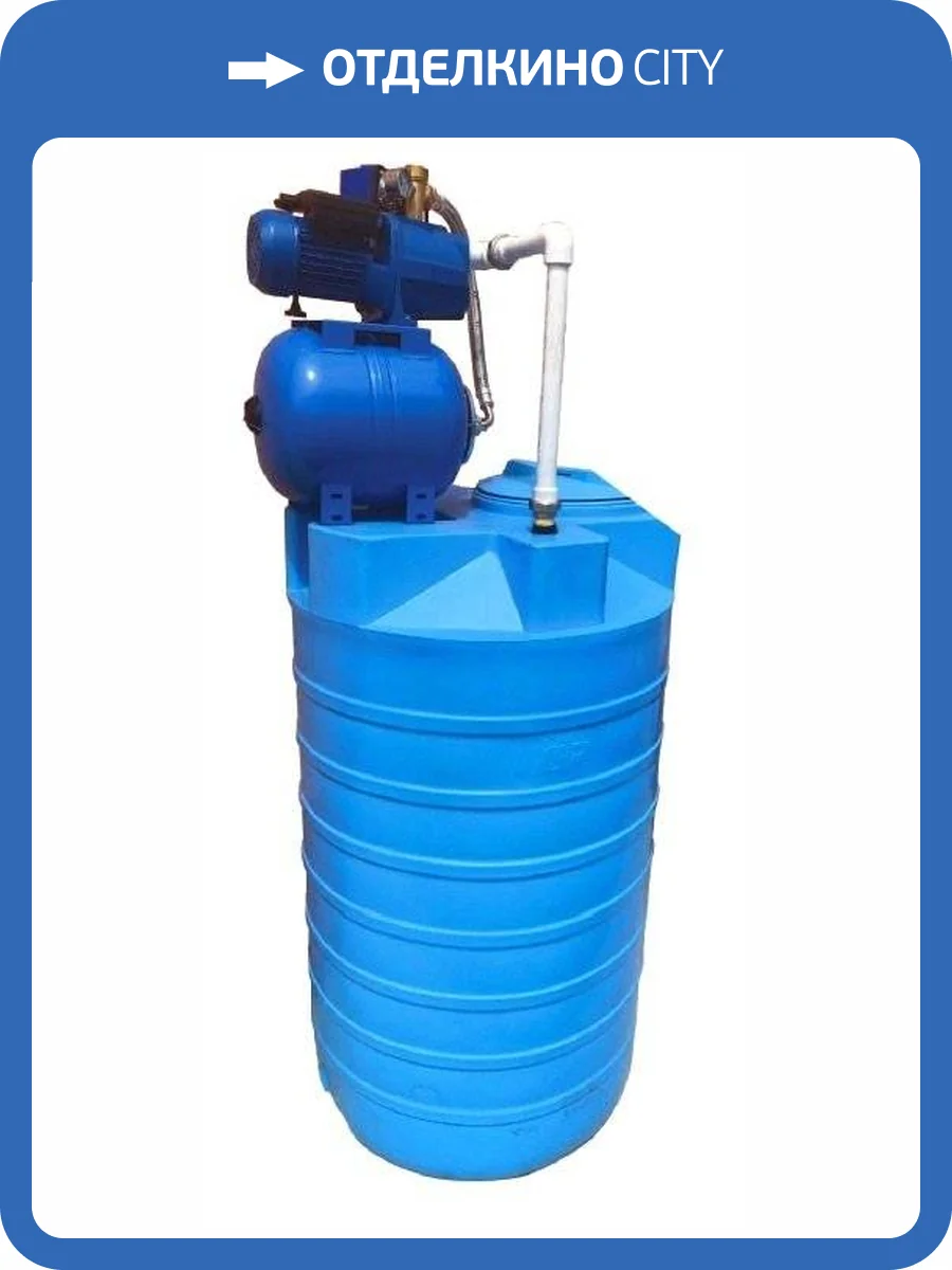 Бак для воды Aquatech ATV 500 с автоматической насосной станцией AJC-60С, вертикальный (синий), без поплавка фото 2