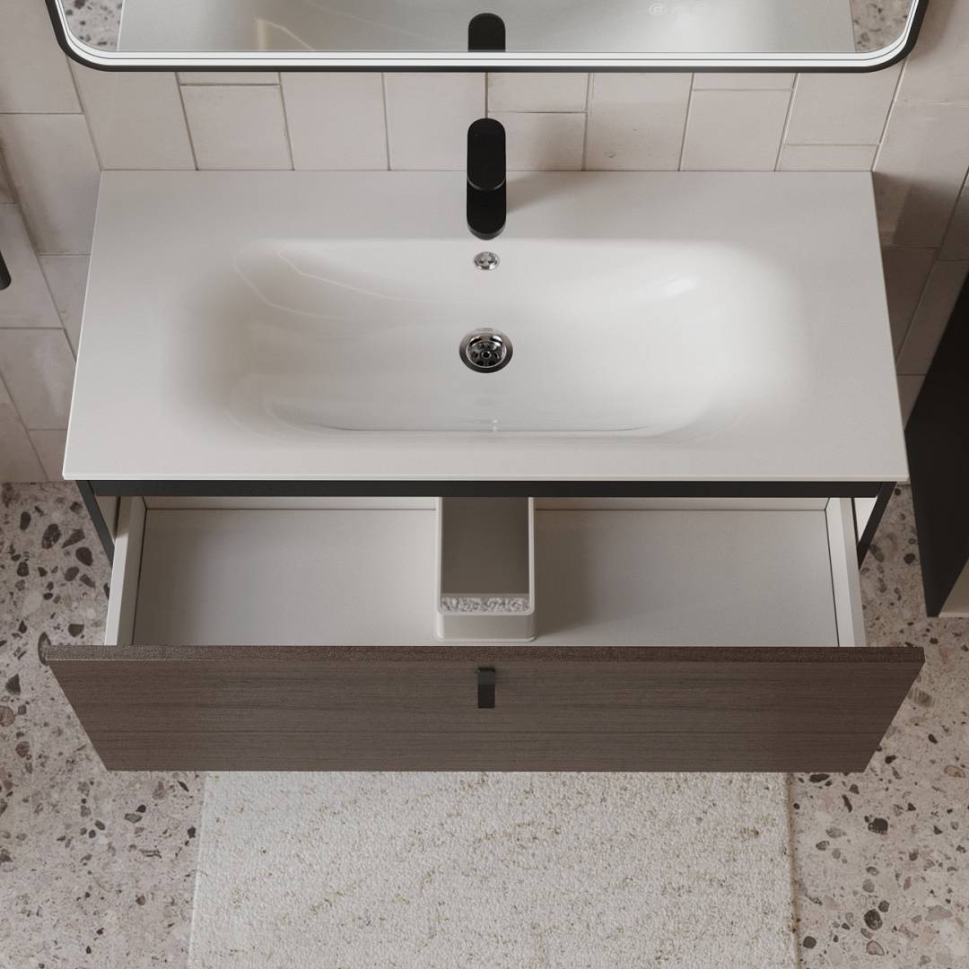 Тумба с раковиной Terminus Kontur KON101001200001O венге, графит, 100x38 фото 2