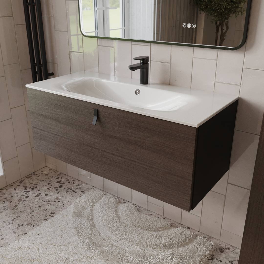 Тумба с раковиной Terminus Kontur KON101001200001O венге, графит, 100x38