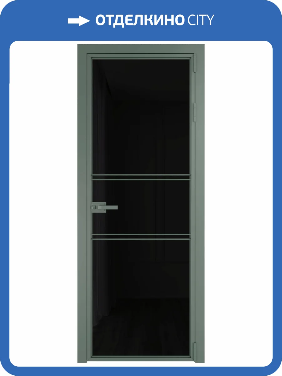 Межкомнатная дверь Profil Doors 2 AX цвет профиля Зеленый воск, стекло безопасное 6 мм черный триплекс 800x2000 фото 2