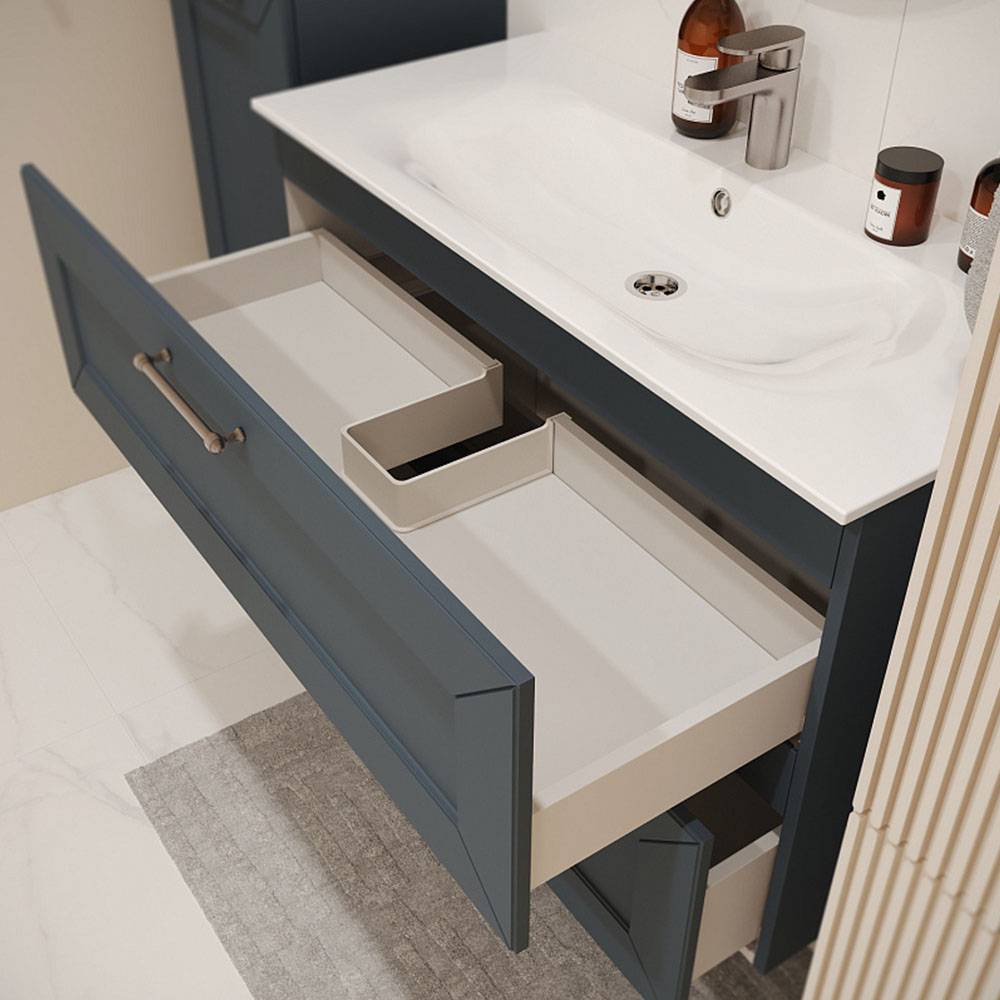 Тумба с раковиной Terminus Victoria VIC101002703101O серый шёлк, 100x62 фото 2