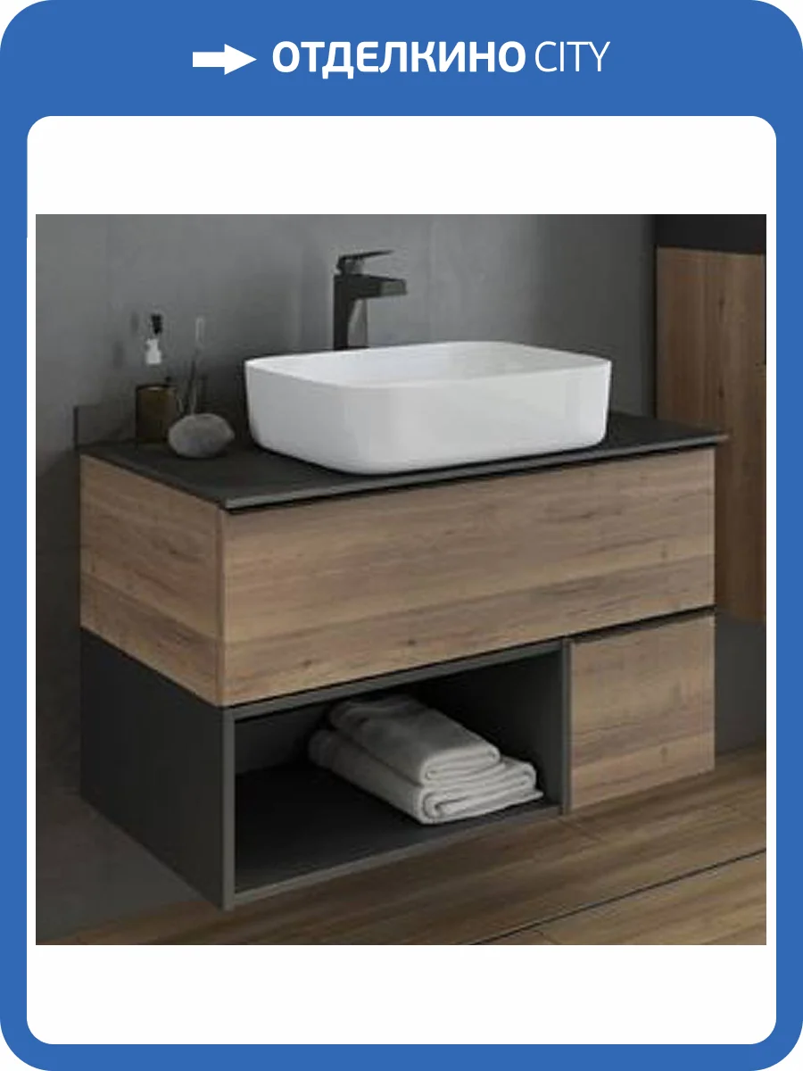 Тумба с раковиной Comforty Штутгарт-90 00-00002868 дуб темно-коричневый фото 26