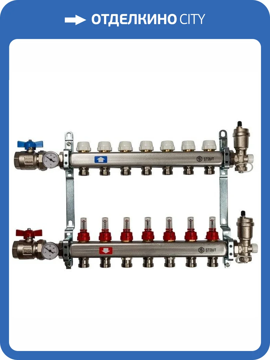 Коллектор Stout из нержавеющей стали в сборе с расходомерами 1/3/4x7, SMS 0907 000007 фото 6
