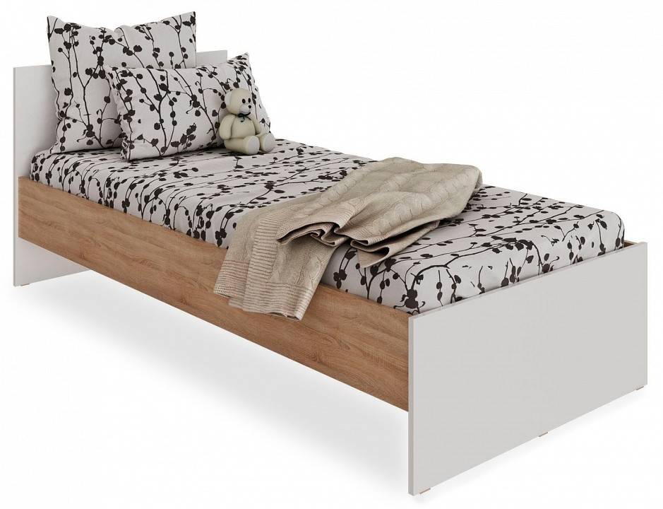 Кровать односпальная с основанием Атмосфера Нордик 00-00015902 Дуб сонома/Белая Аляска
