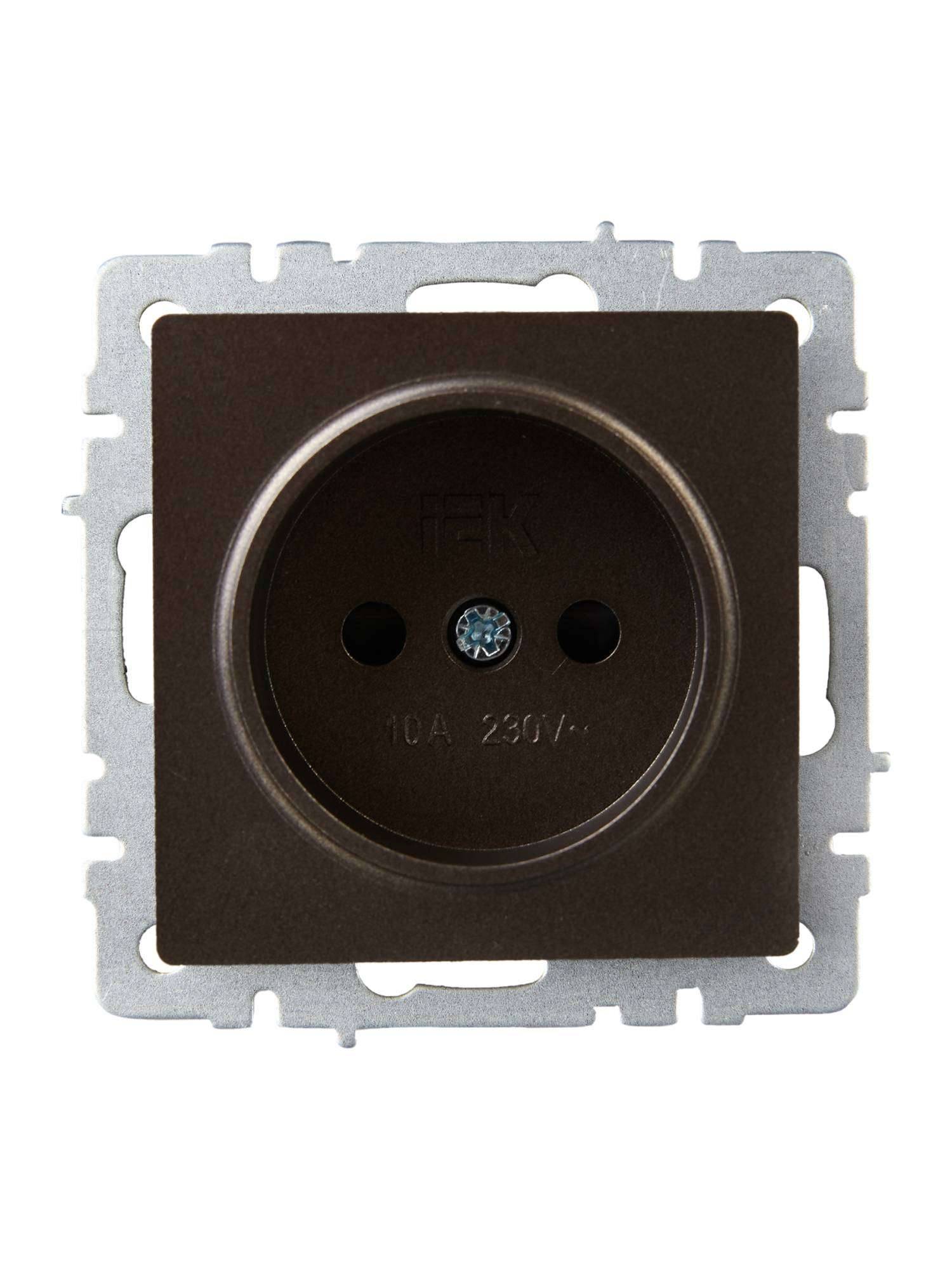 Розетка 1-местная с защитными шторками IEK Brite BR-R13-10-K45 темная бронза фото 4