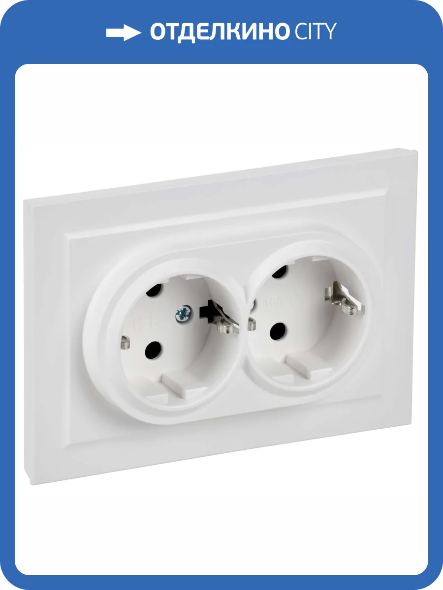 Розетка 2-местная с заземлением и шторками IEK Brite BR-R24-16-K91-F арктический белый фото 2
