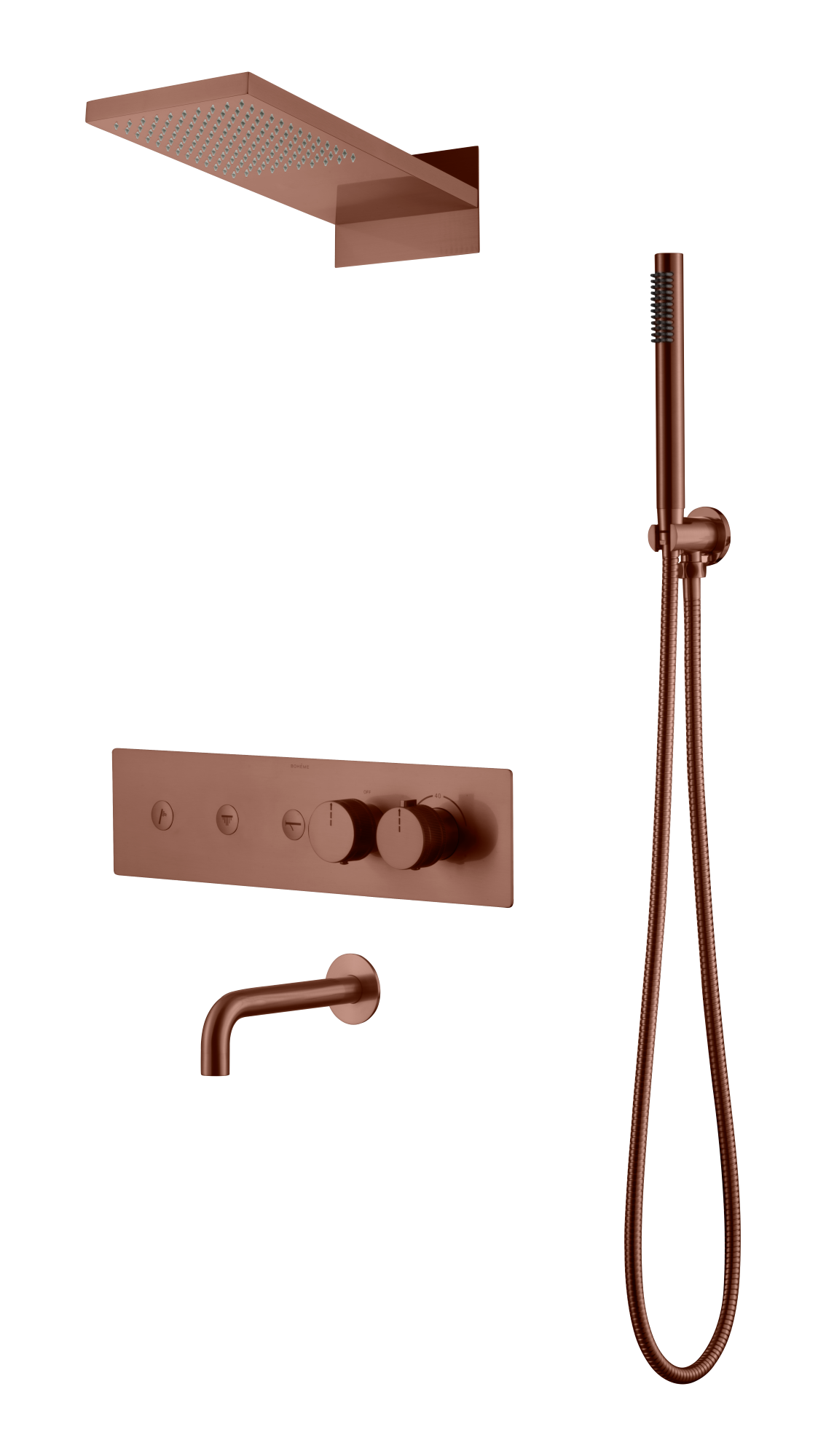 Душевой комплект Boheme Fusion 131-2-BRB с термостатом, трехпозиционная с изливом, Brushed Bronze