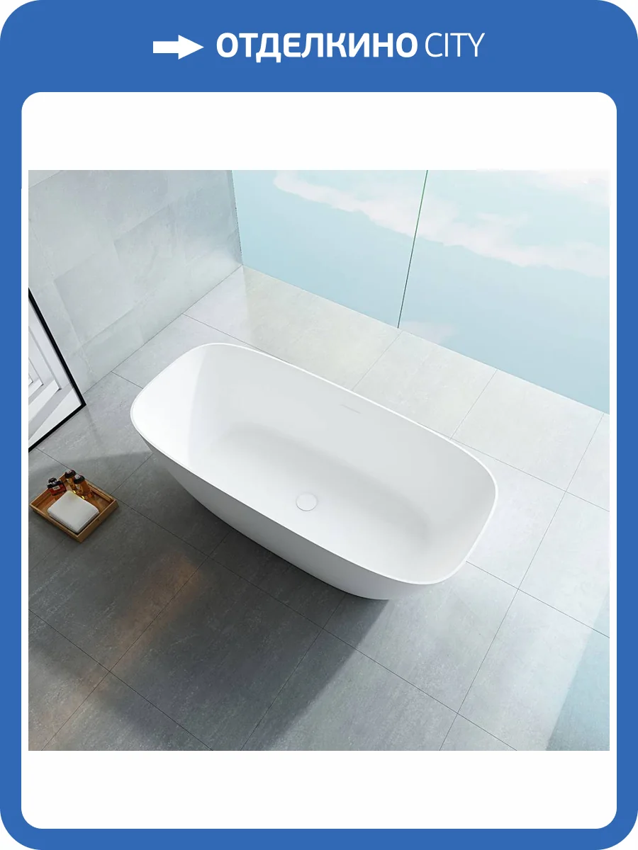 Ванна из искусственного камня Vincea Solid Surface VBT-6S02MW 170x72 со сливом-переливом, белая матовая фото 5