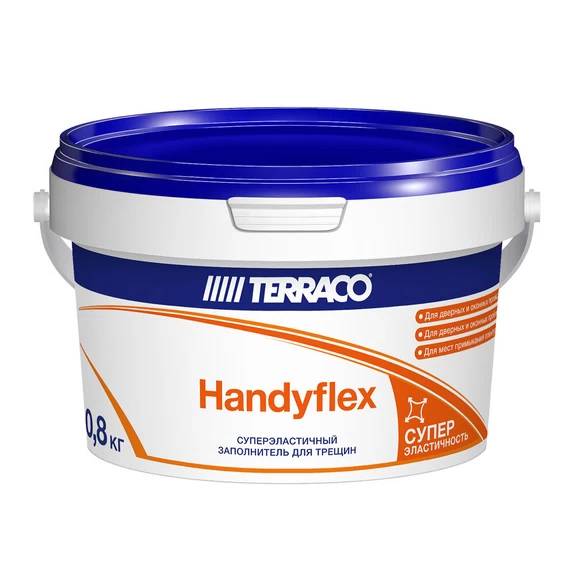Заполнитель для трещин эластичный Terraco Handyflex окрашиваемый белый 0.8 кг