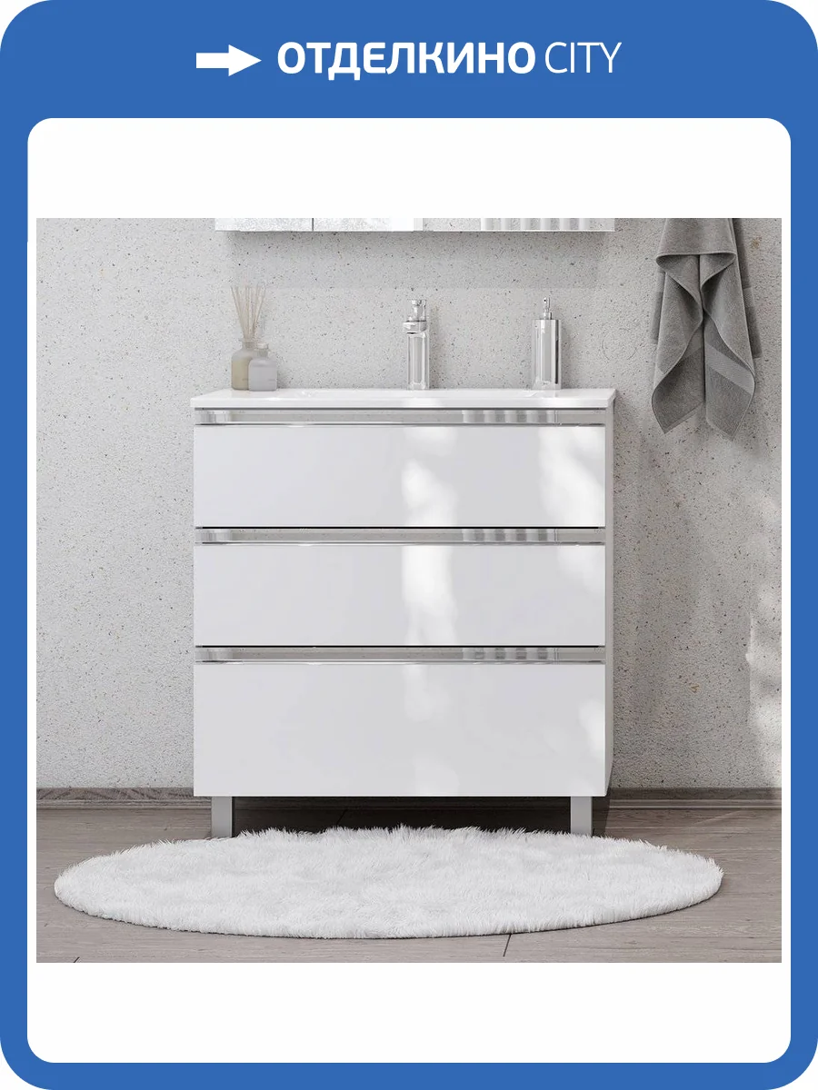 Тумба с раковиной Roca The Gap 80, 3 ящика, белый глянец фото 16