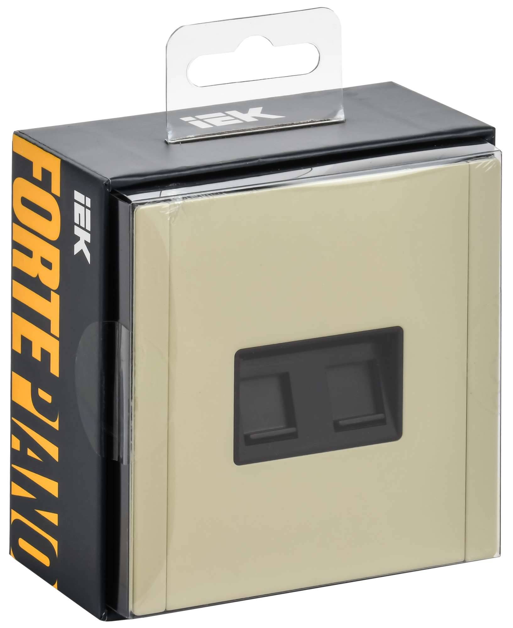 Розетка компьютерная RJ45 2-местная IEK Forte&Piano FP-K20-2-M-K41 серый сланец фото 6