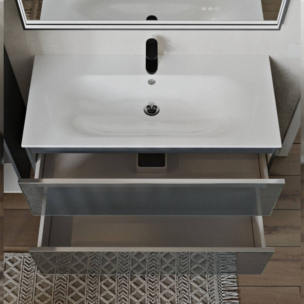 Тумба с раковиной Terminus Vega VEG101002701601OSL графит, 100x62 фото 2