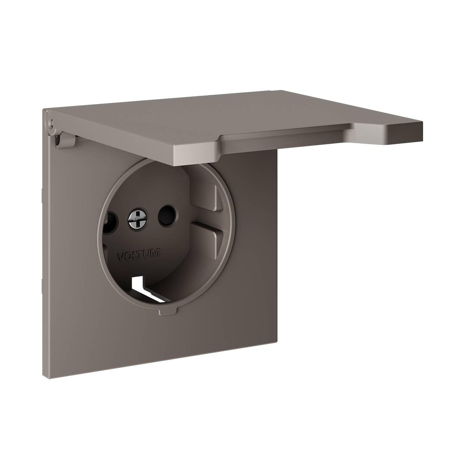 Лицевая панель для розетки с заземлением, шторками и крышкой Voltum S70 VLS000814 капучино