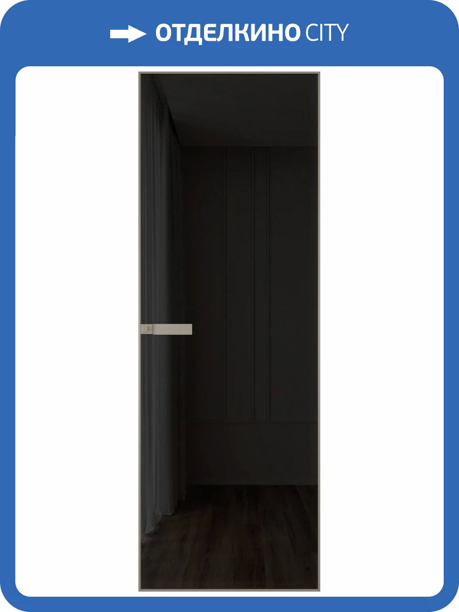 Межкомнатная дверь Profil Doors 1 AGN цвет профиля Никель матовый, стекло безопасное 4 мм черное тонированное 600x2000 фото 2