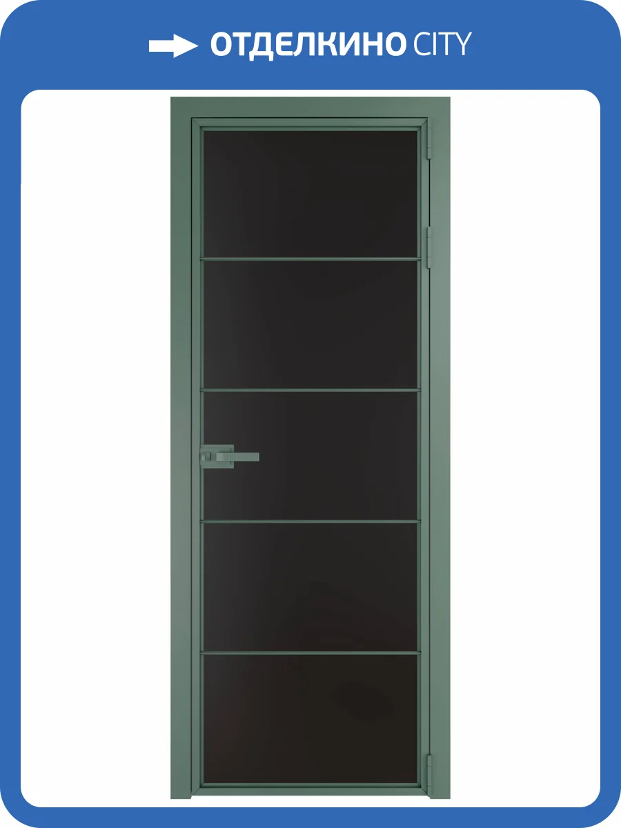Межкомнатная дверь Profil Doors 5 AX цвет профиля Зеленый воск, стекло безопасное 6 мм монохром черный 600x2000 фото 2