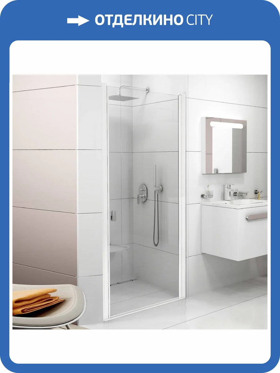 Душевая дверь в нишу Ravak CSD1-80 Transparent, профиль белый фото 4