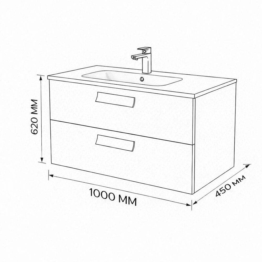 Тумба с раковиной Terminus Noto NOT101002099901O черный soft touch, 100x62 фото 3