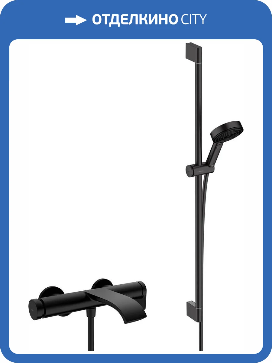 Душевой комплект Hansgrohe 75420670 + 24170670 матовый черный фото 7