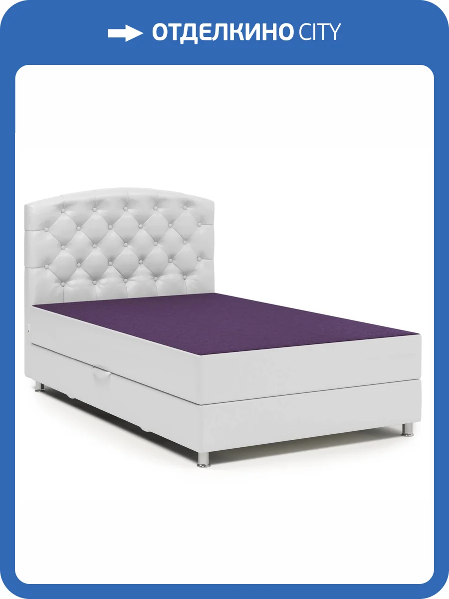 Кровать-тахта Шарм-Дизайн Премиум 104210677 90x198 фиолетовая рогожка и белая экокожа фото 5