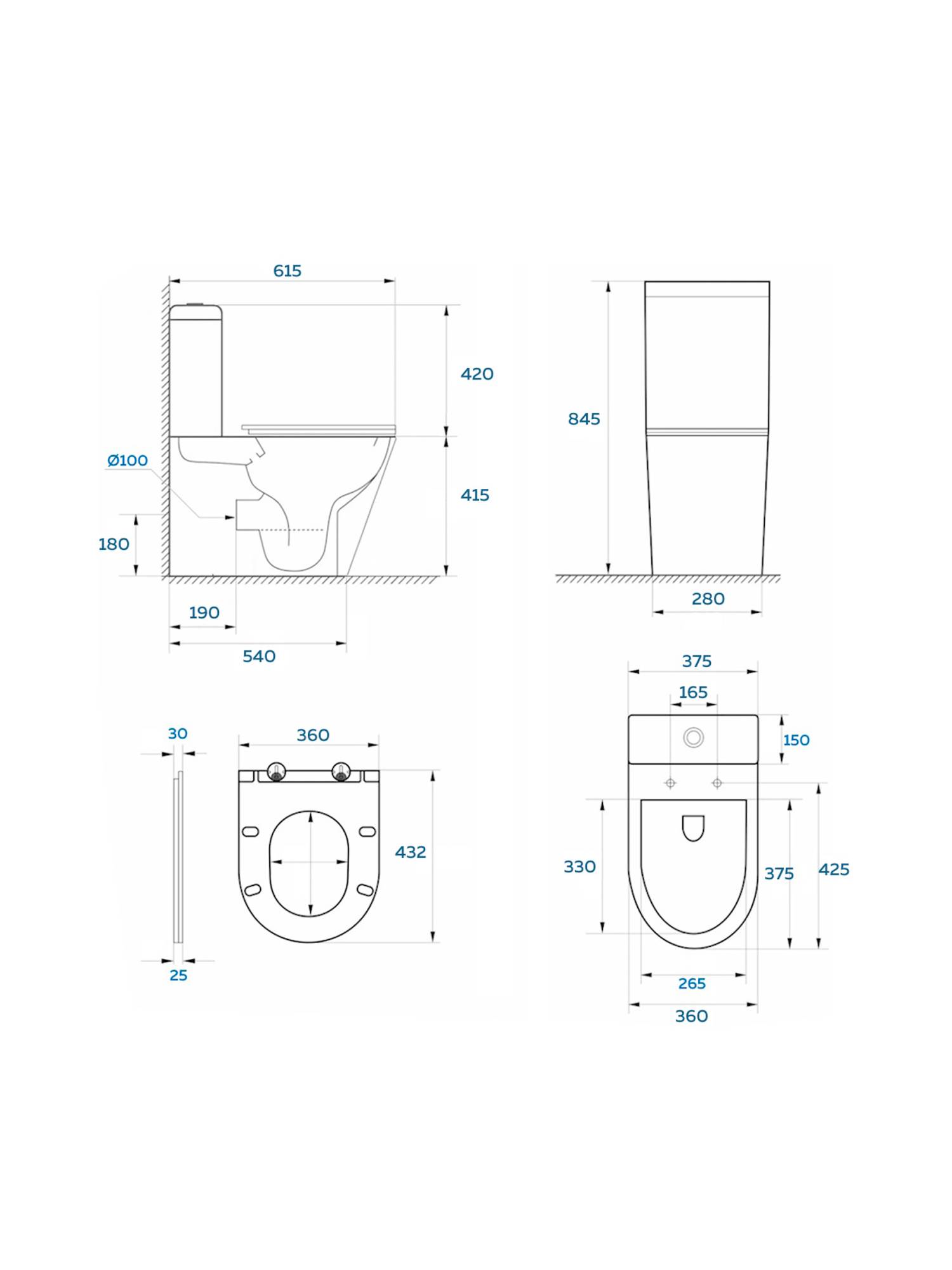 Унитаз-компакт Watersense Amelia Vortex W01832 безободковый, сиденье микролифт фото 2