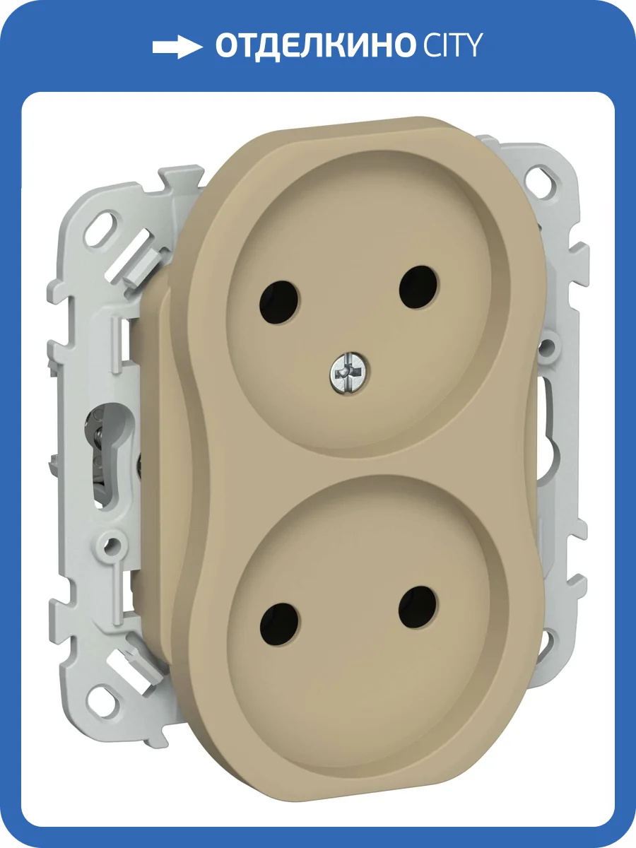 Розетка 2-местная IEK Flite FI-R20-10-1-K59 хаки фото 2