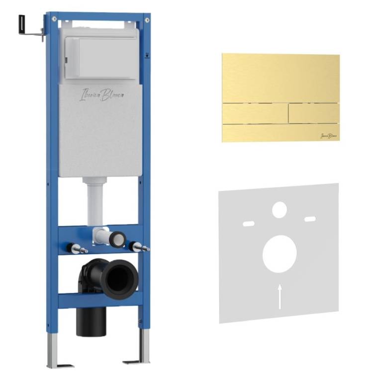 Система инсталляции для унитазов Iberica Blanca Inox-S IB.001М.016.03 кнопка смыва золото матовое