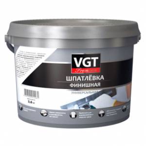 Шпатлевка финишная универсальная с низкой усадкой VGT PREMIUM 3.6 кг
